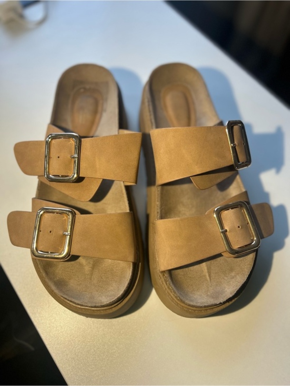 Seychelles Double Buckle Slide Sandals in Tan